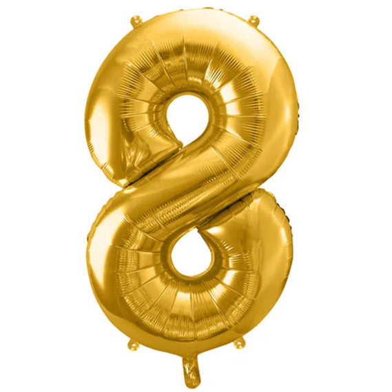 Number 8 Gold Foil Number Balloon 86cm