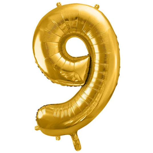 Number 9 Gold Foil Number Balloon 86cm