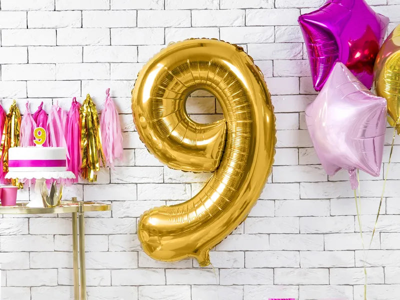 Number 9 Gold Foil Number Balloon 86cm