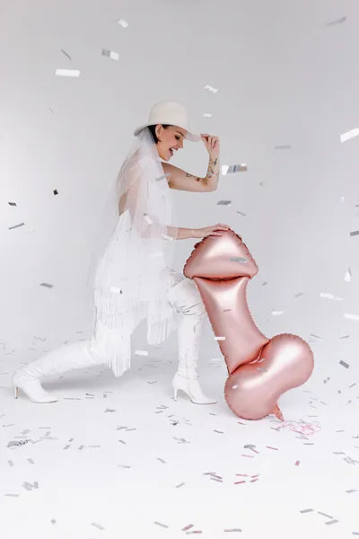 Rose Gold Foil Hens Party Penis Balloon 88cm