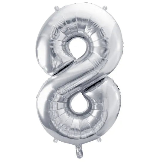 Number 8 Silver Foil Number Balloon 86cm