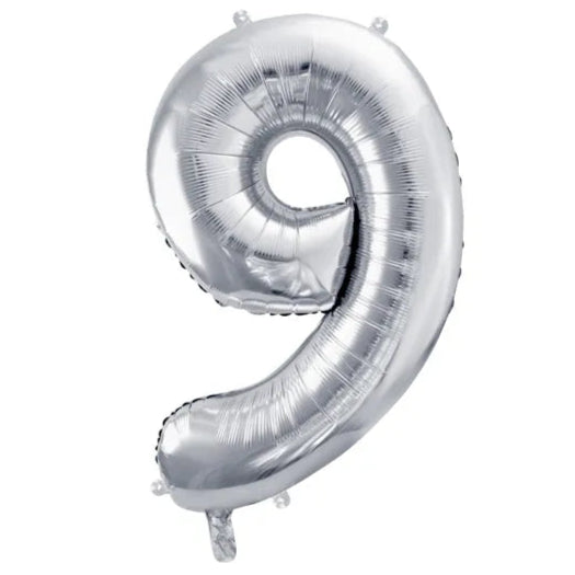 Number 9 Silver Foil Number Balloon 86cm