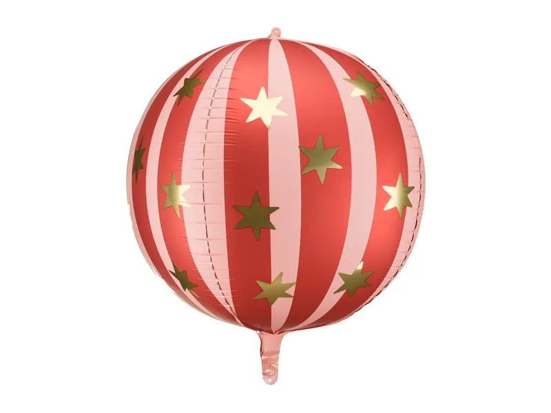 Red Circus Starry Ball Foil Balloon Orbz 75cm with pink and gold accents.