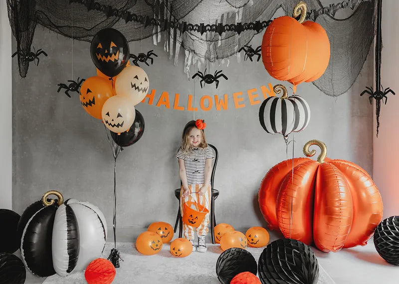 Halloween Foil Black & White Pumpkin Balloon 39cm Party Deco