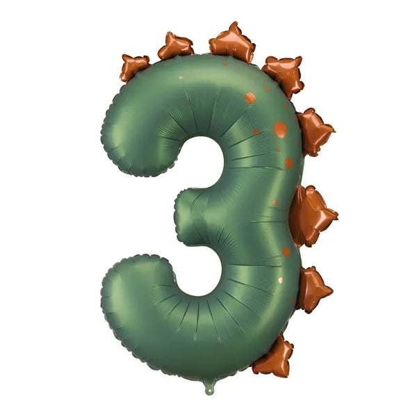 Number 3 Dinosaur Foil Balloon 92cm