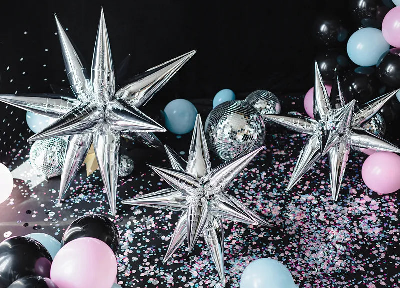 Silver Starburst 3D Star Foil Balloon 100cm Anagram