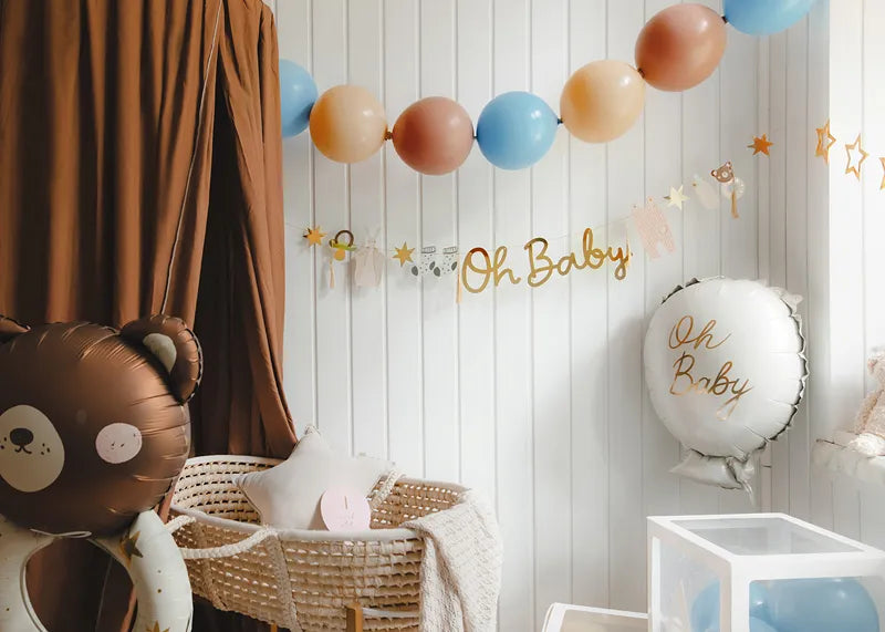 Linking balloons, 33 cm Blue, Nude, White