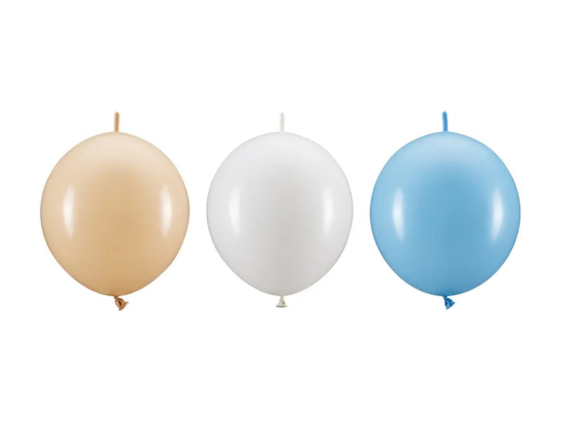 Linking balloons, 33 cm Blue, Nude, White