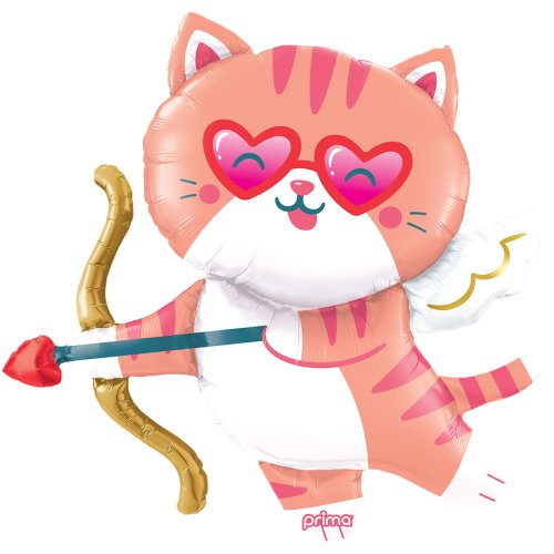Cupid Cat Valentines foil balloon 96cm