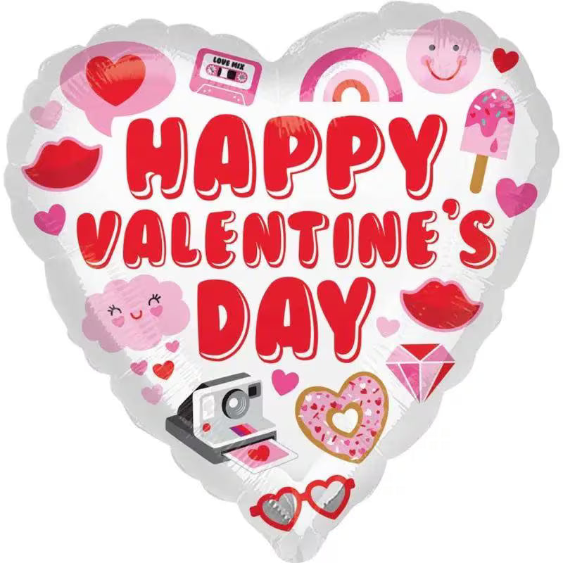 Valentines Day 18" (46cm) 80's Heart Foil Balloon