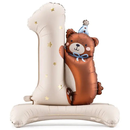 Foil balloon Number "1" with Teddy Bear, 81 x 72 cm Party Deco