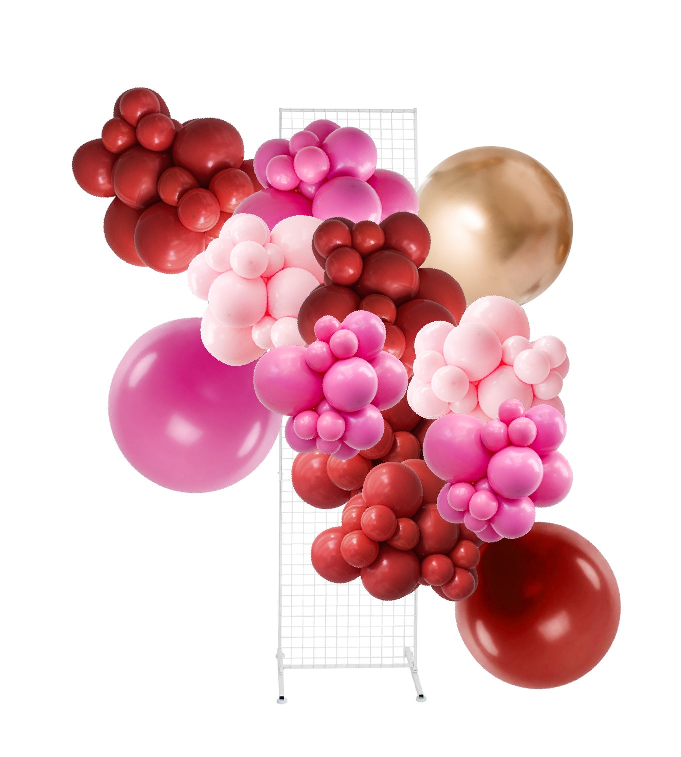 red and pink balloon garland