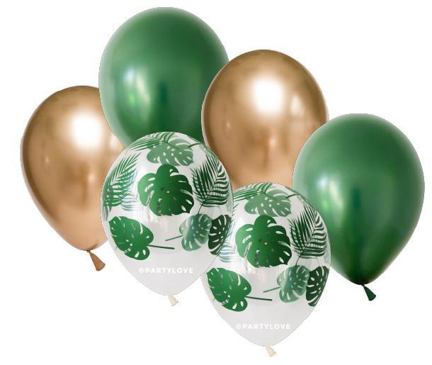 Amazon Forest Green, Gold Balloon Bouquet Design Ideas