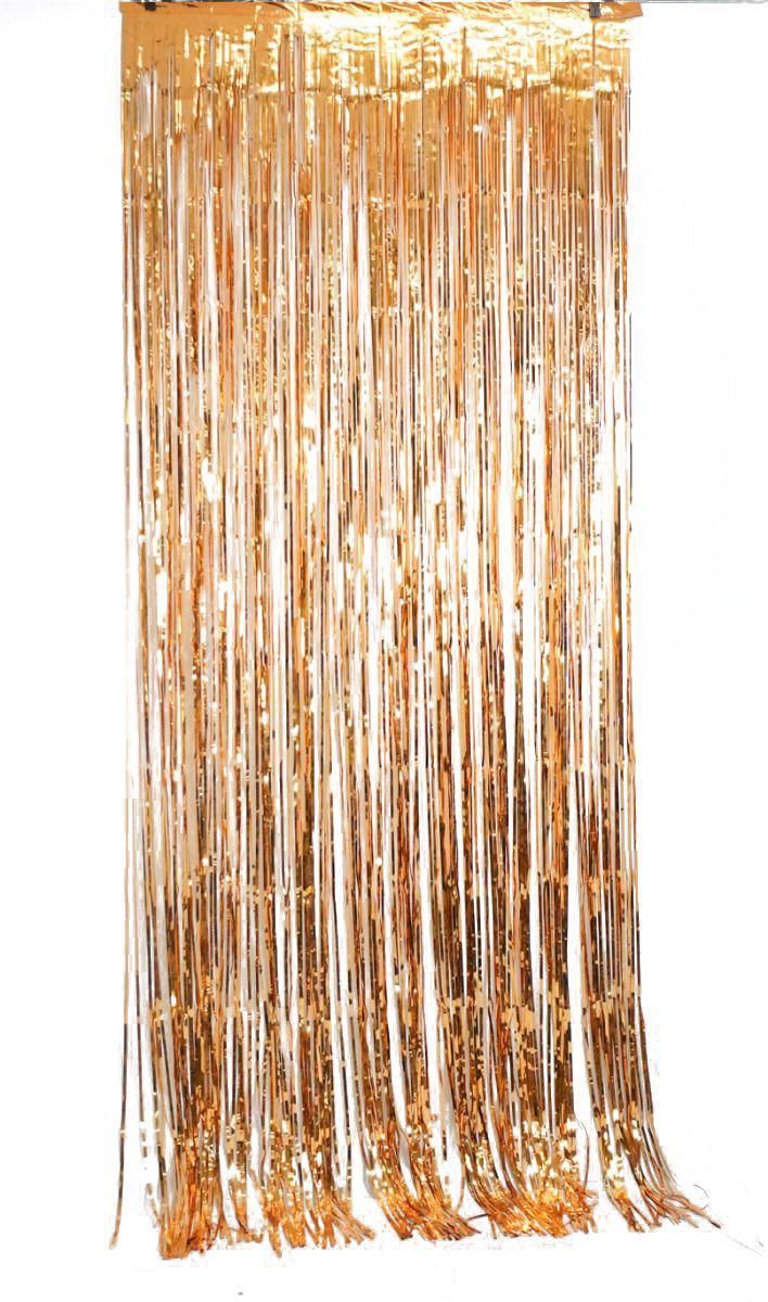 Antique Gold Copper Metallic Foil Curtain (1m x 2.4m) Backdrop Streamers Party Love