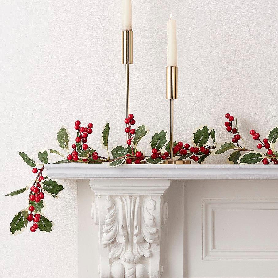 Artificial Holly And Berries Christmas Garland Ginger Ray