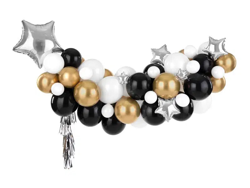Black, White and Silver Balloon Garland Arch Decorations Party Deco