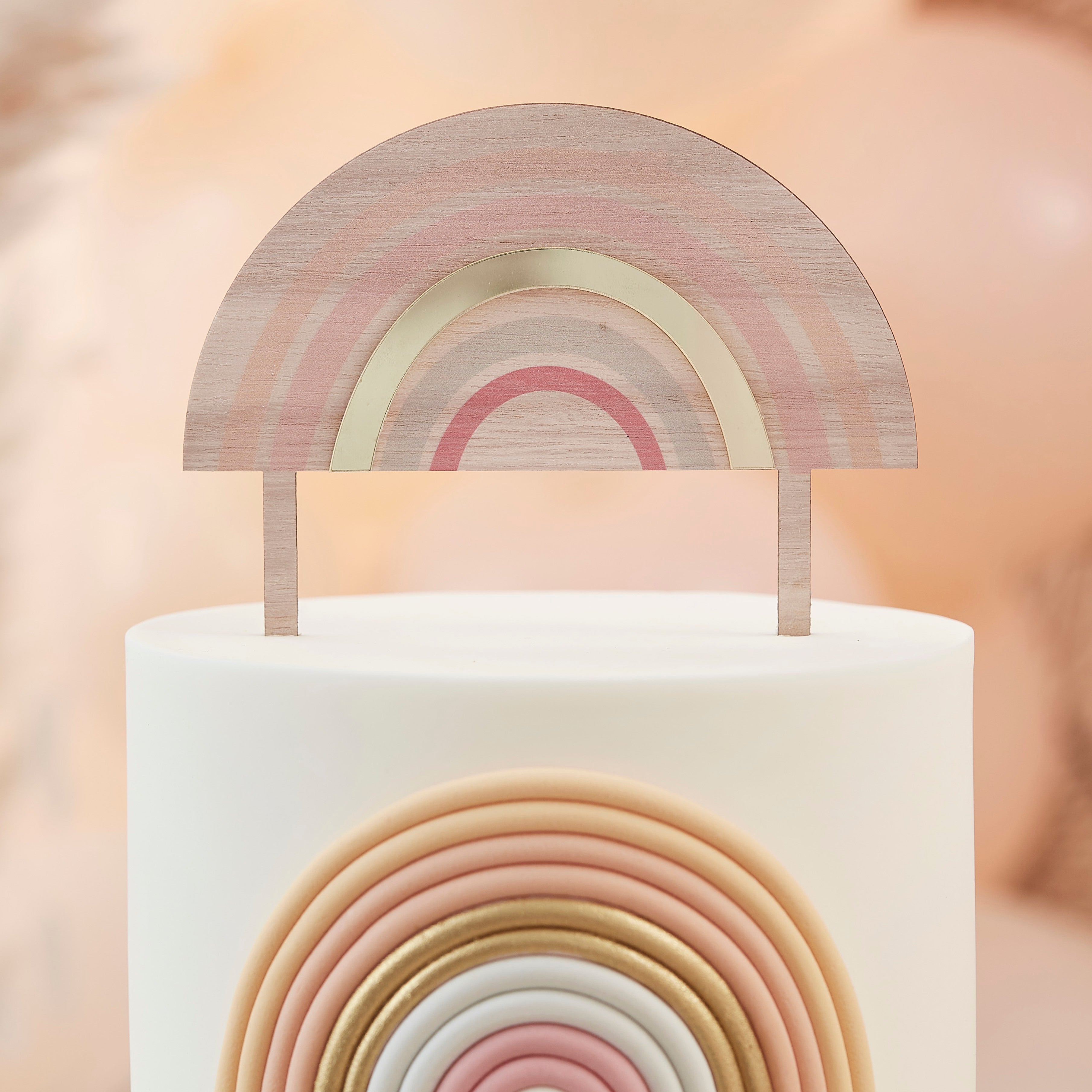 Boho Wooden And Acrylic Rainbow Cake Topper Ginger Ray