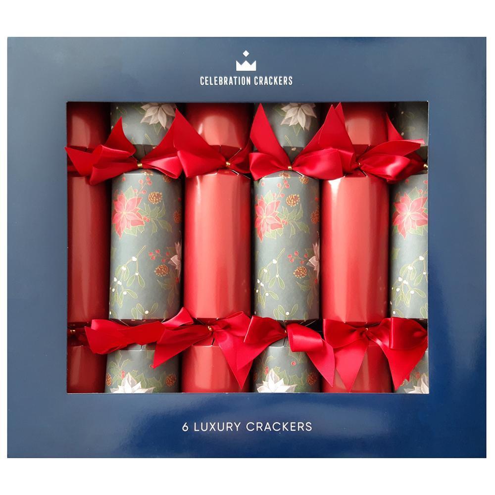 Celebration Crackers Traditional Poinsettia Christmas Crackers (6 Pack) Crackers