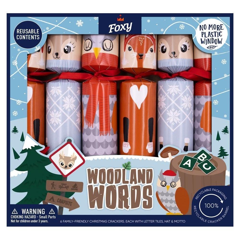 Foxy Woodland Words Christmas Crackers Bon Bons (6 Pack) Crackers