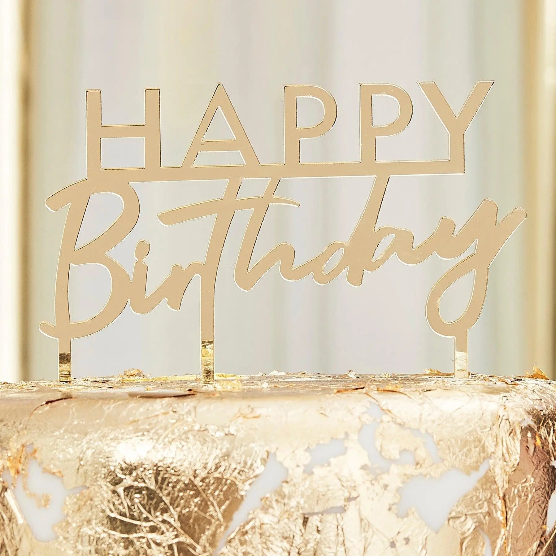Gold Acrylic Happy Birthday Cake Topper Ginger Ray