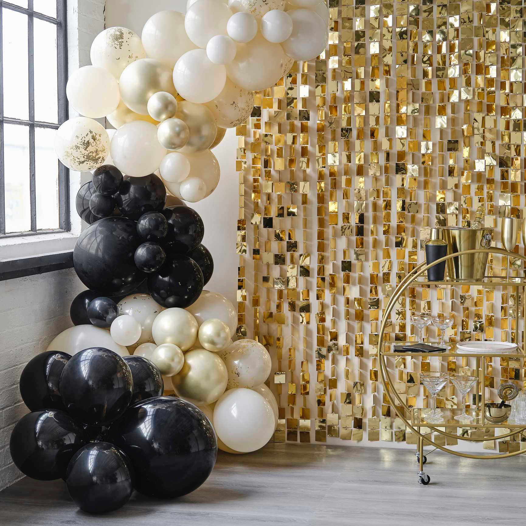 Gold, Black, Nude and Champagne Gold Balloon Arch Ginger Ray