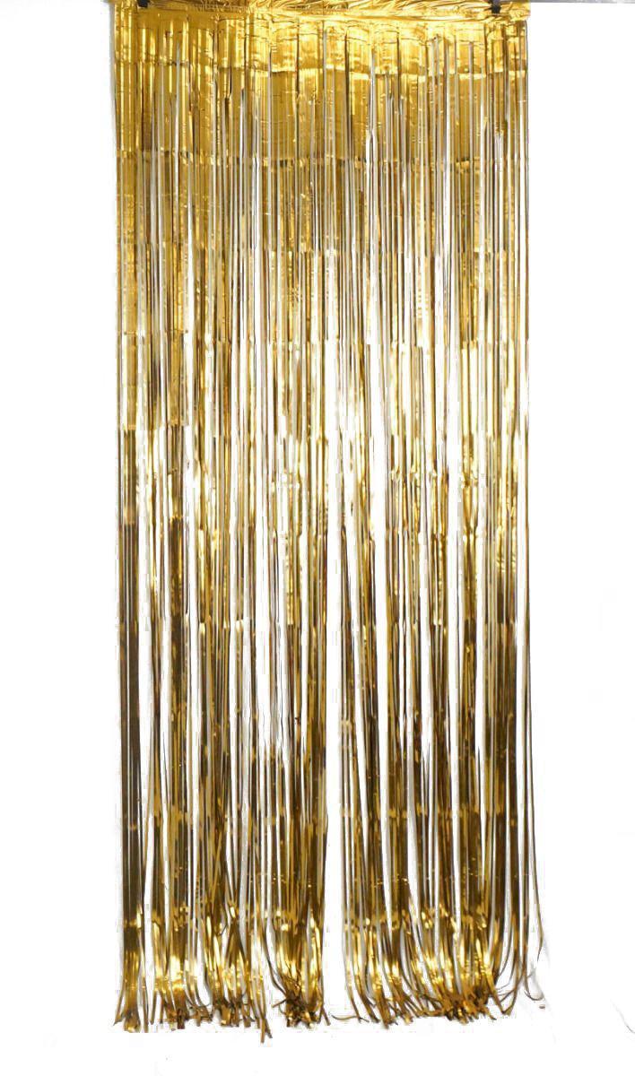 Gold Chrome Satin Metallic Foil Curtain (1m x 2.4m) Backdrop Streamers Party Love