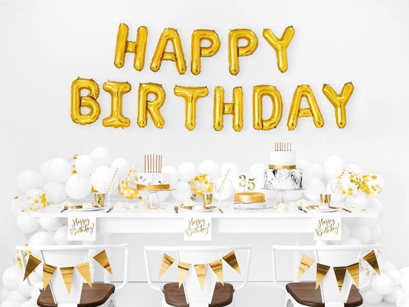 Gold Happy Birthday Foil Balloons Party Deco
