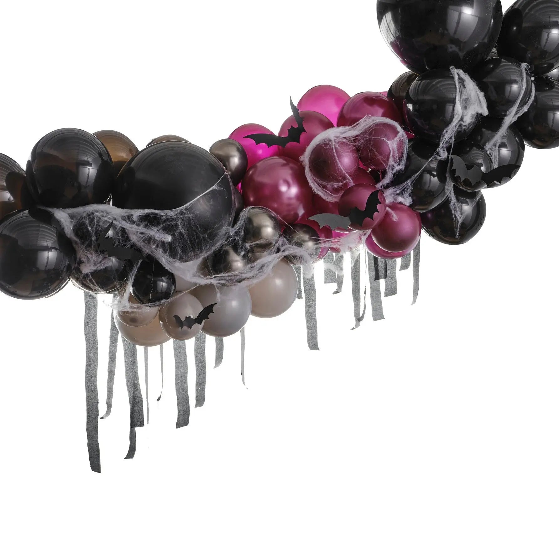 Halloween Balloon Garland, Balloon Arch Backdrop with Streamers, Cobwebs & Bats Ginger Ray