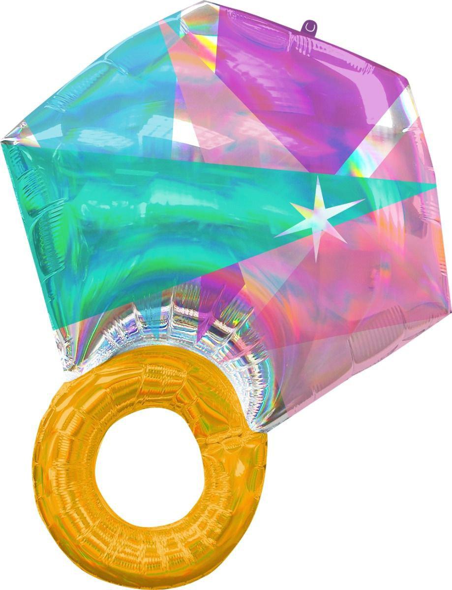 Holographic Iridescent Wedding Ring Foil Balloon (55cm x 68cm) Anagram