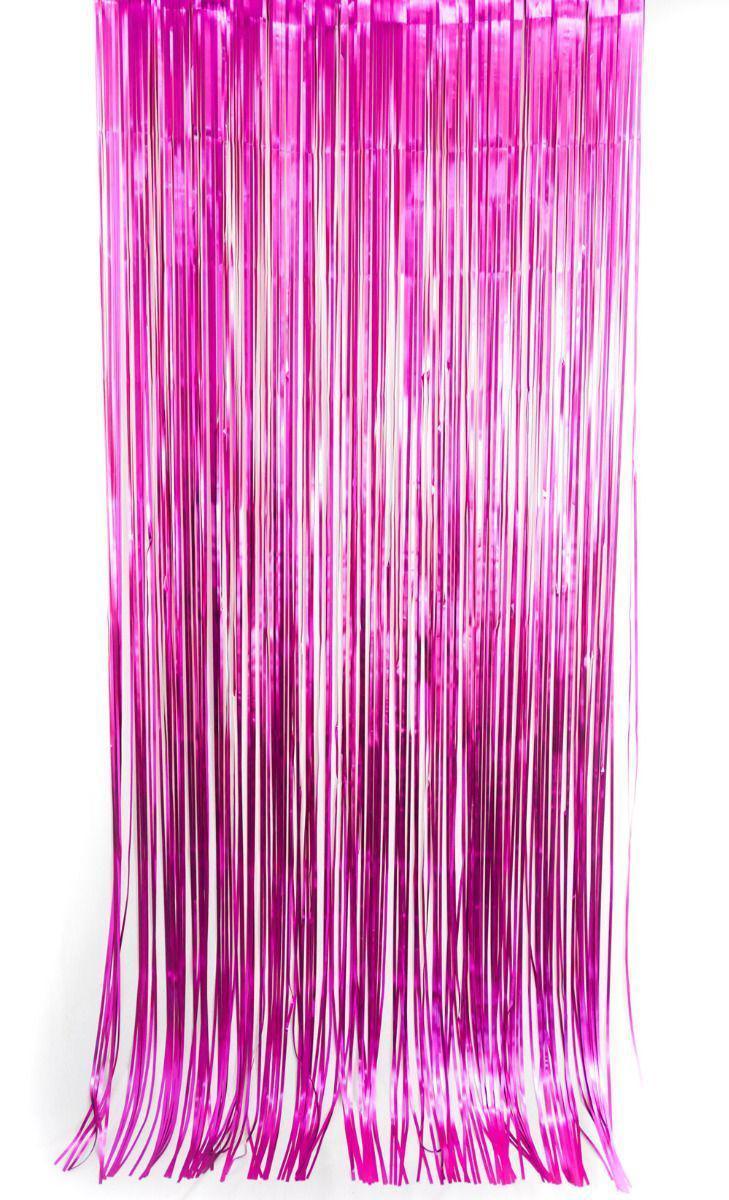 Hot Pink Satin Metallic Foil Curtain (1m x 2.4m) Backdrop Streamers Party Love