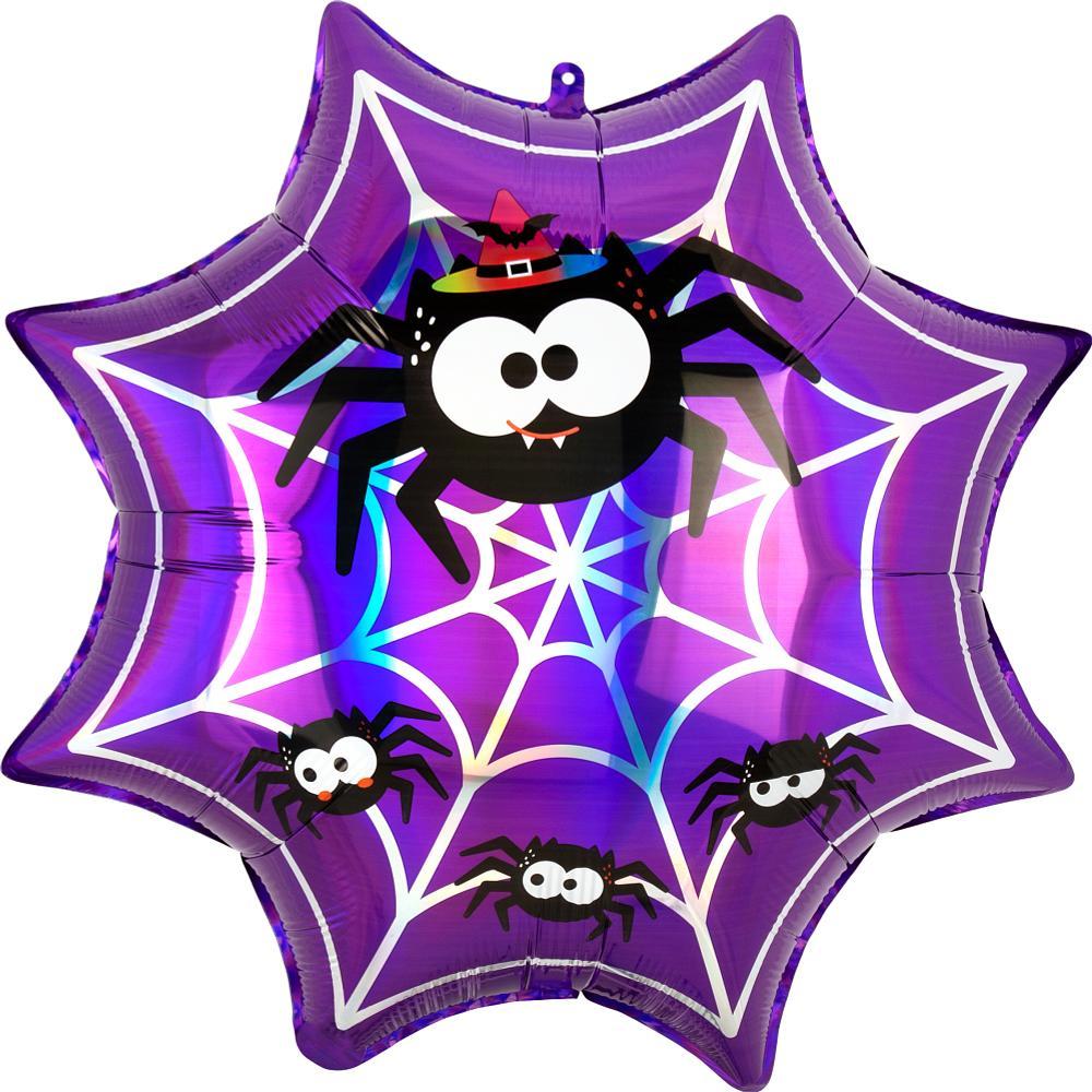 Iridescent Halloween Spiderweb Foil Balloon (55cm) Anagram