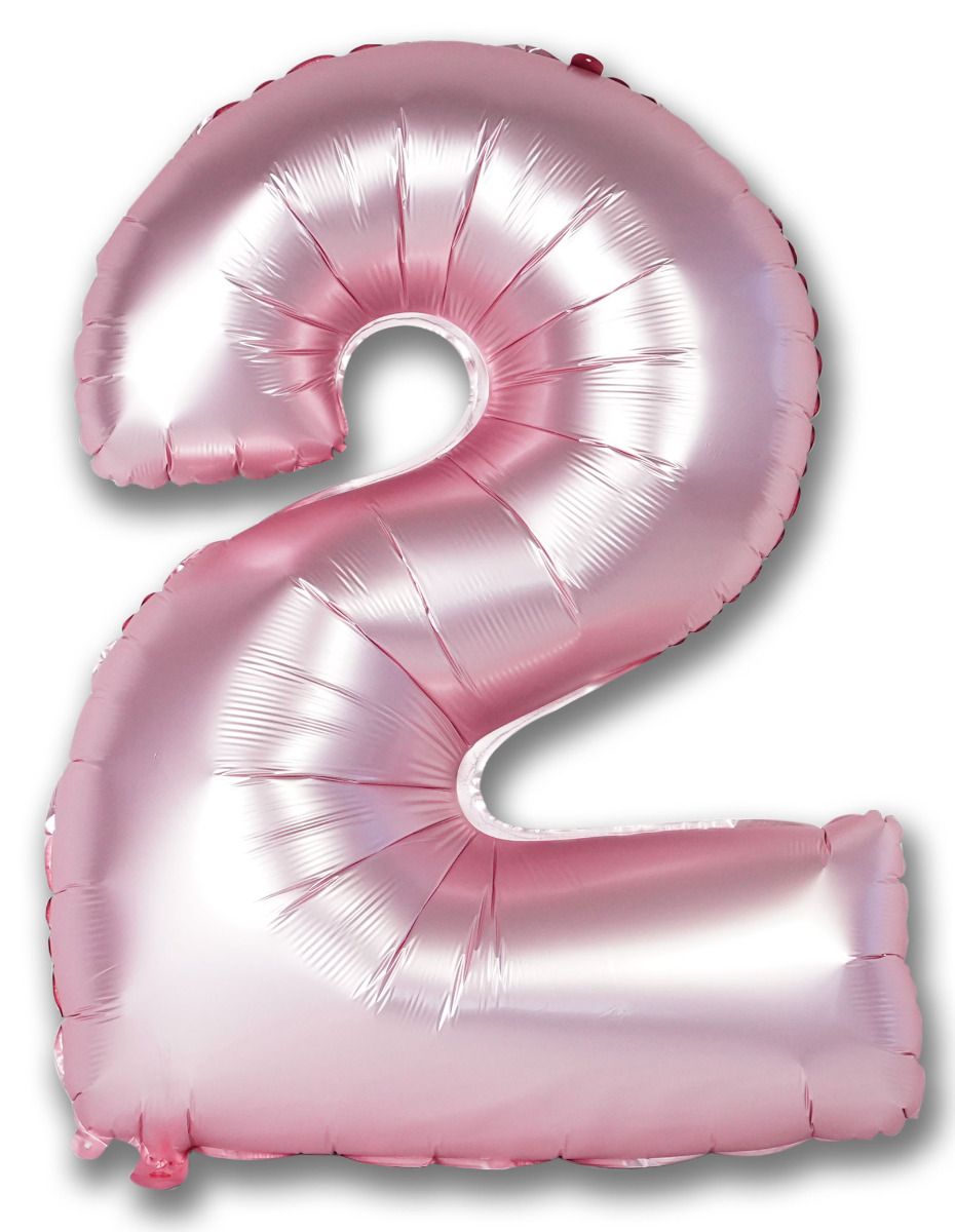 Light Pink Satin Chrome Number 2 Foil Balloon 102cm (40") Party Love