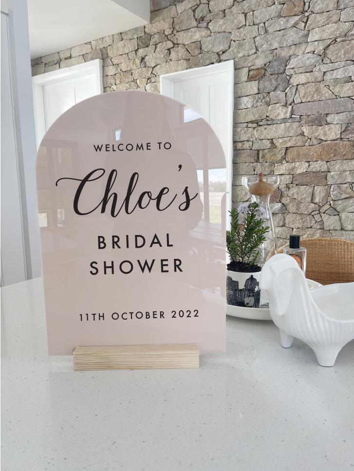 Personalised Birthday, Wedding, Shower Acrylic Sign – Pastel Blush Party Love