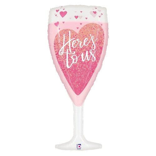 Pink Champagne Here's To Us Foil Balloon 93cm Betallic