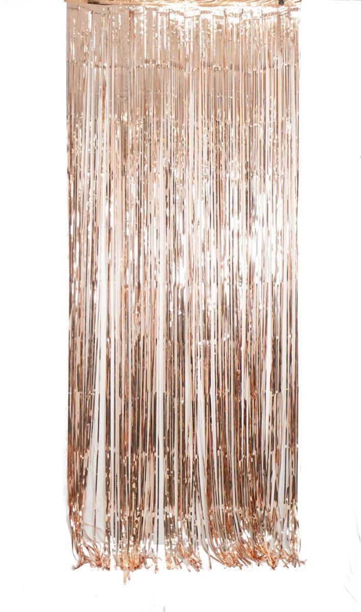 Pink Rose Gold Metallic Foil Curtain (1m x 2.4m) Backdrop Streamers Party Love