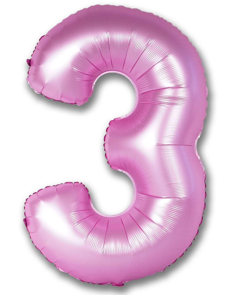 Pink Satin Chrome Number 3 Foil Balloon 102cm (40") Party Love