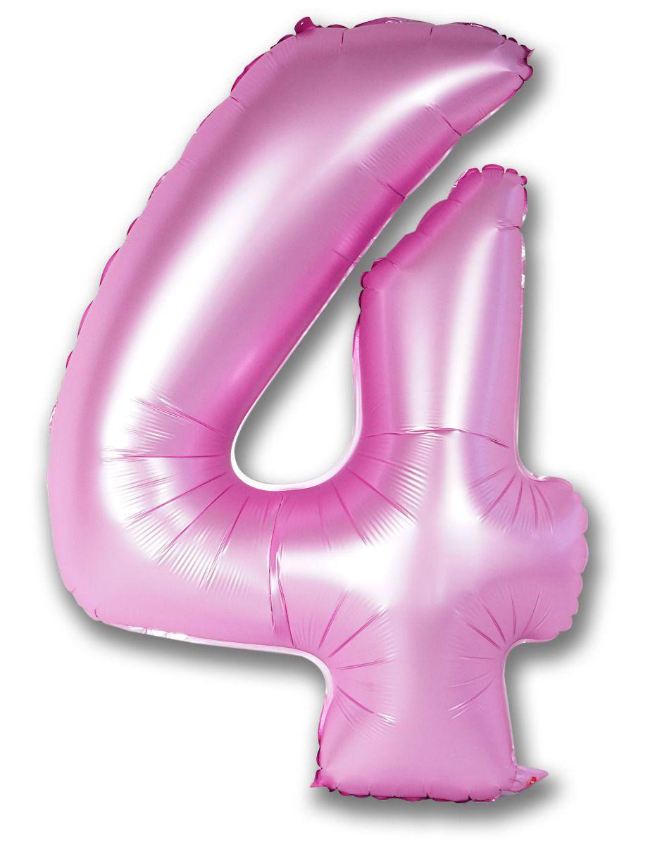 Pink Satin Chrome Number 4 Foil Balloon 102cm (40") Party Love