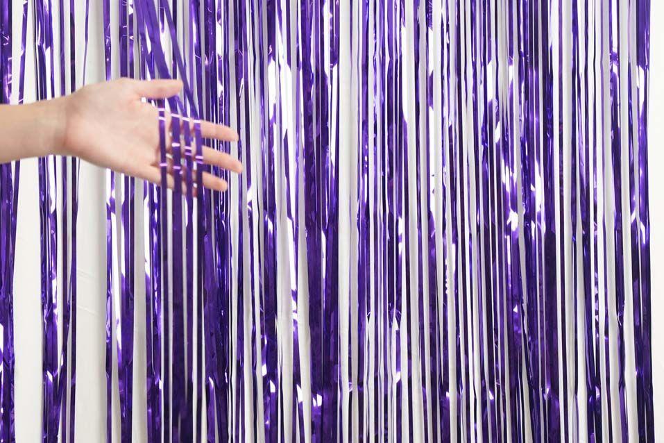 Purple Metallic Foil Curtain (1m x 2.4m) Backdrop Streamers Party Love