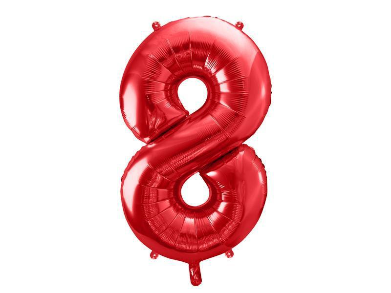 Red Foil Number 8 Balloon 86cm Party Love