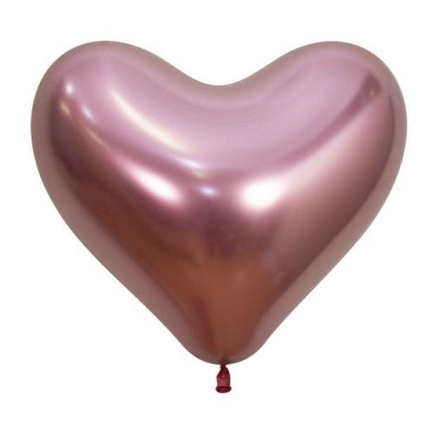 Sempertex Reflex Pink Heart Latex Balloons 50 Pack Sempertex