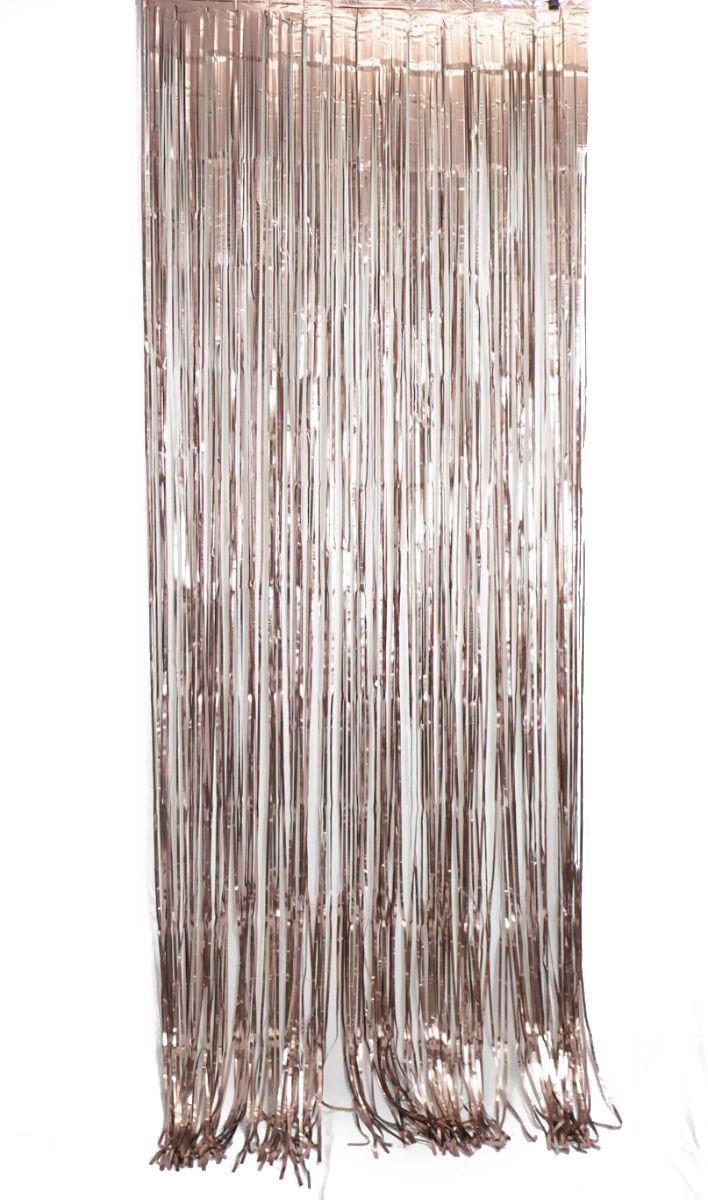 Rose Gold Satin Metallic Foil Curtain (1m x 2.4m) Backdrop Streamers Party Love