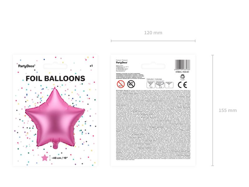 Satin Pink Star Foil Balloon 48cm Party Deco