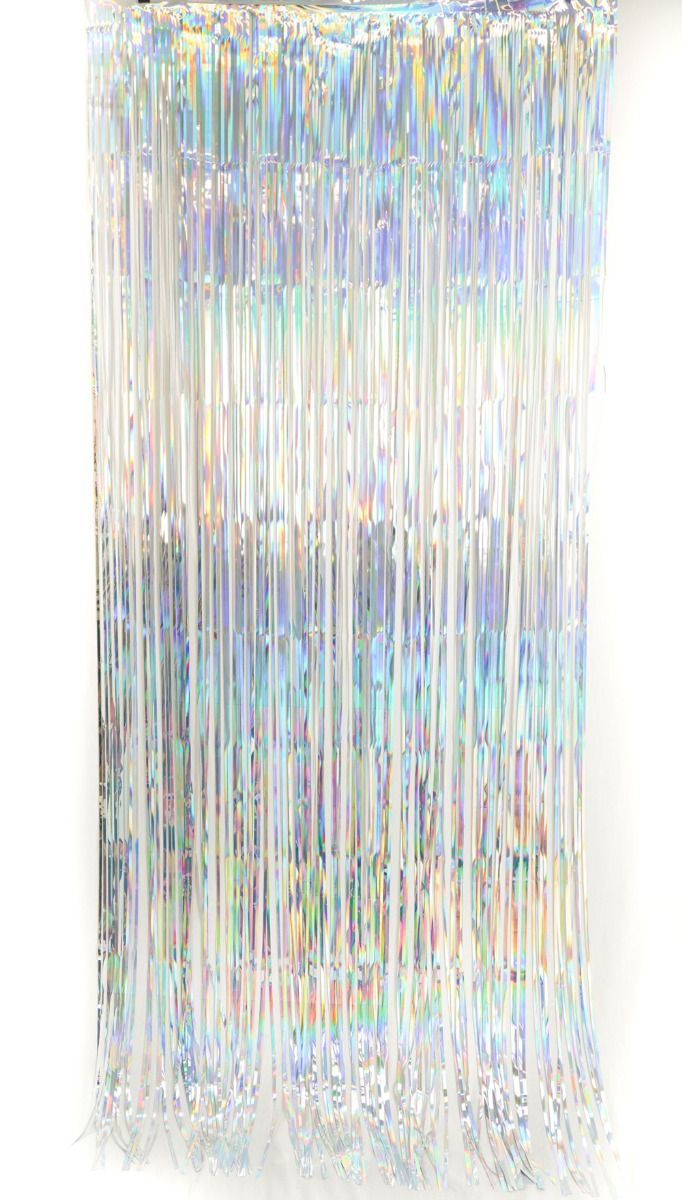 Shimmer Rainbow Iridescent Metallic Foil Curtain (1m x 2.4m) Backdrop Streamers Party Love