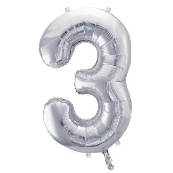 Silver Foil Number Balloon 86cm Party Love