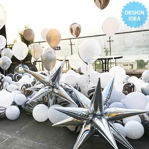 Starburst 3D Star White Foil Balloon (Air-Fill Only) Party Love