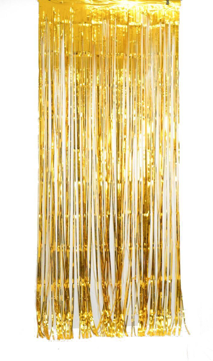 True Gold Metallic Foil Curtain (1m x 2.4m) Backdrop Streamers Party Love