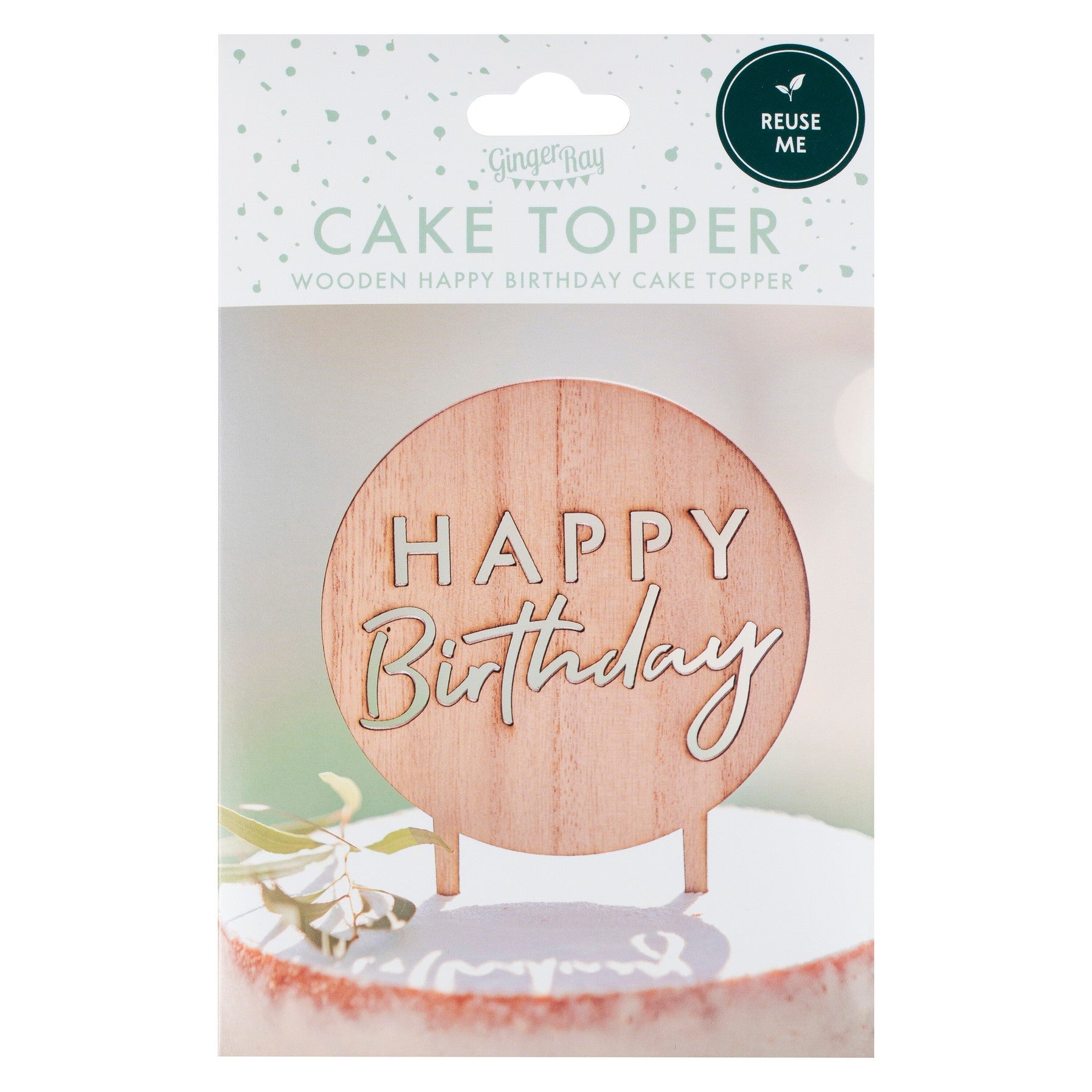 Wooden Happy Birthday Cake Topper Ginger Ray